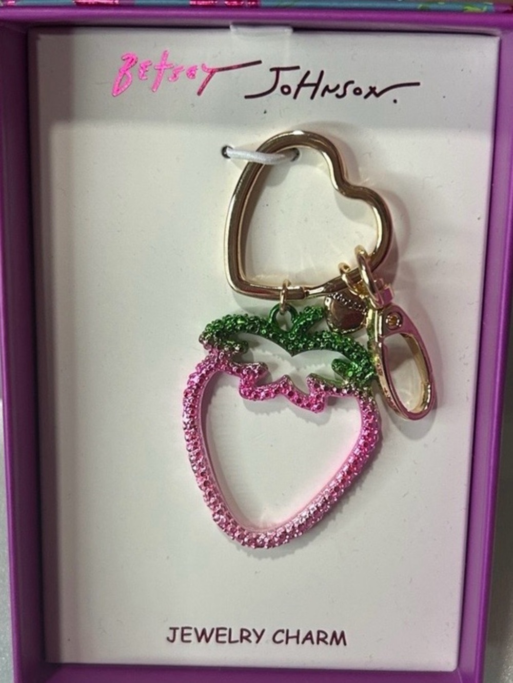 BETSEY JOHNSON Back to School Strawberry Purse Bag Charm Keychain Viral NEW NWT